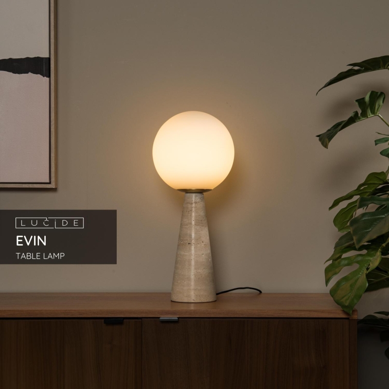 Lucide EVIN - Stolná lampa - 1xE27 - Opál